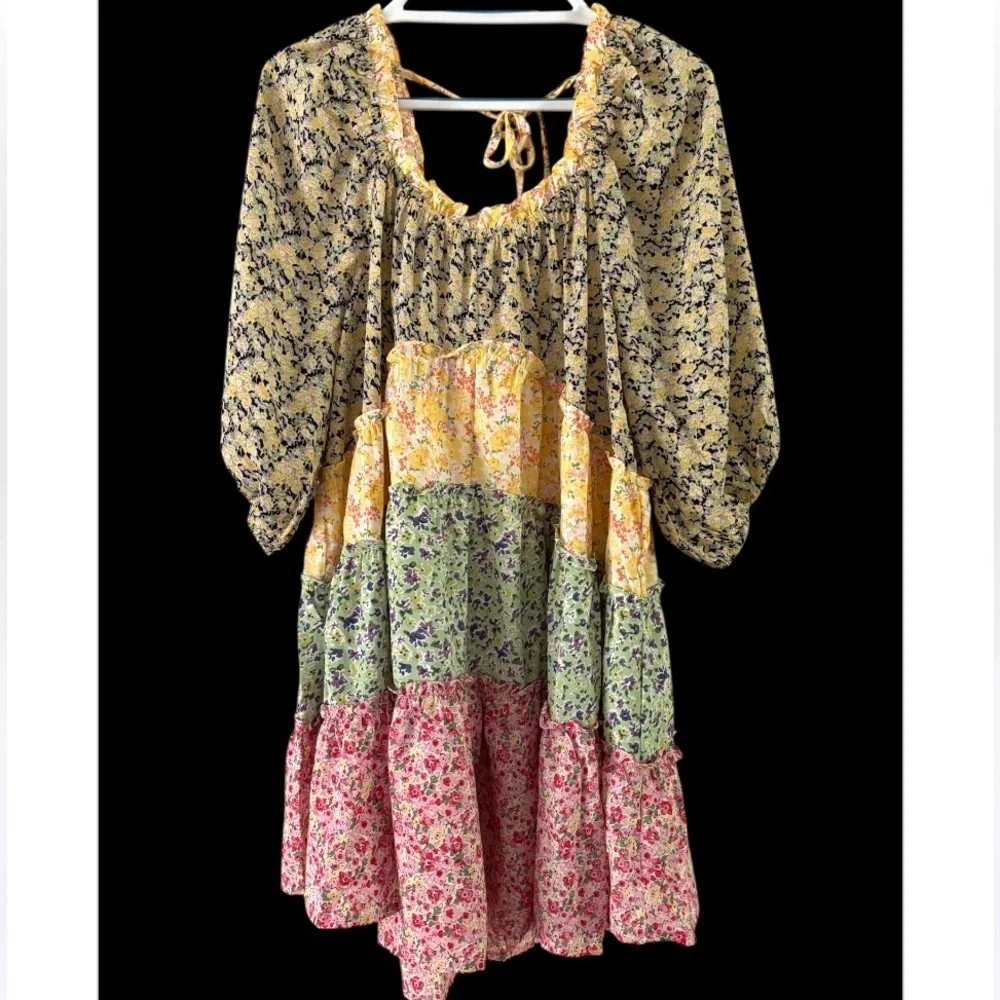 Umgee Patchwork Babydoll Dress NWT